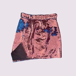 Really cool asymmetrical, color, changing sequin mini skirt!!!